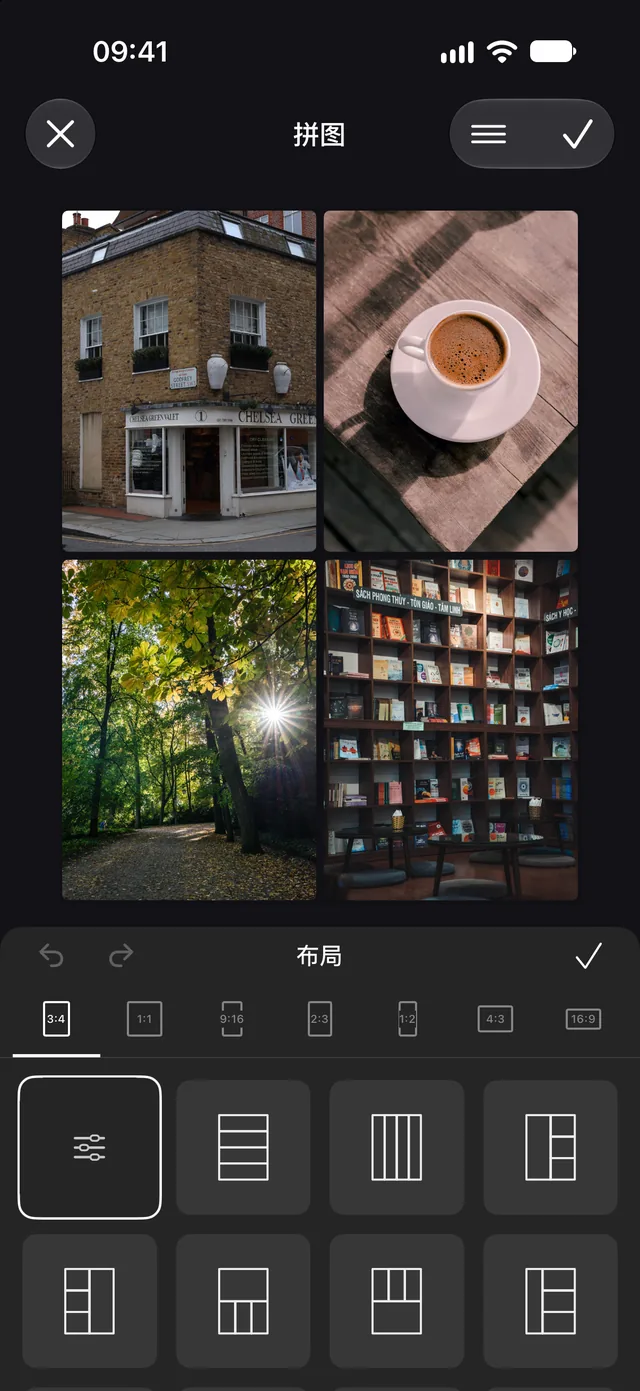 PhotoPeaks 拼图与实况照片工具界面